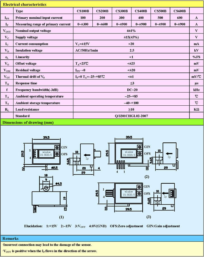 CS600B Open Loop Hall Effect Two Way Power SupplyCurrent Sensors CS600B Open Loop Hall Effect Two Way Power SupplyCurrent Sensors